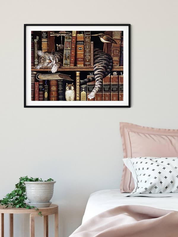 Diamantbroderi Katt Bibliotekarie 45x58 cm