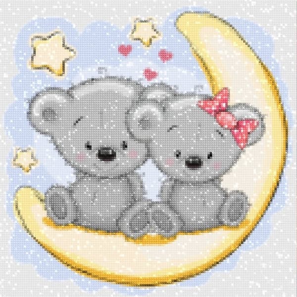 Diamantbroderi Månbjörnar 35x35 cm