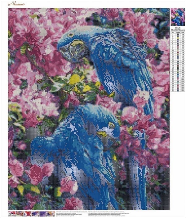 Diamantbroderi Blå Kakadua 45x55 cm K