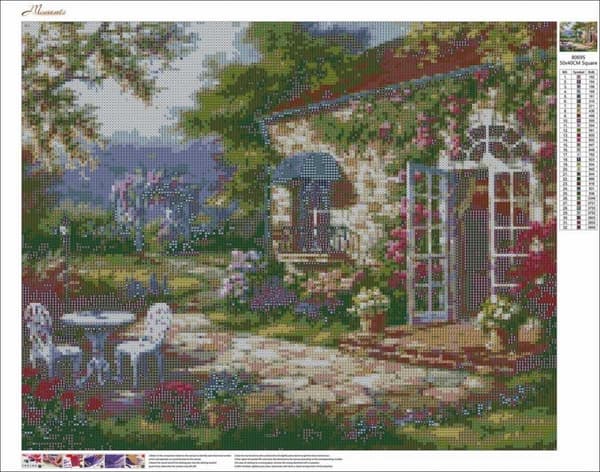 Diamantbroderi Blomsterveranda 45x55 cm K