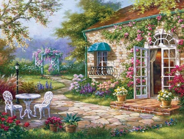 Diamantbroderi Blomsterveranda 45x55 cm K