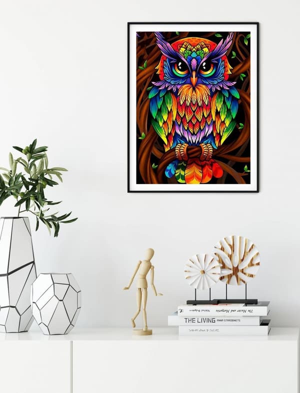 Timanttikirjonta Sininen Pöllö 2 30x40 cm
