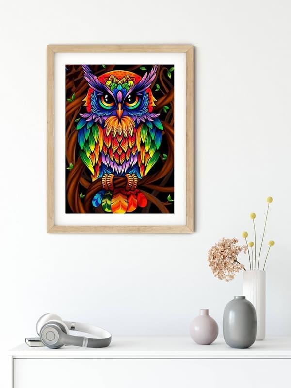 Timanttikirjonta Sininen Pöllö 2 30x40 cm