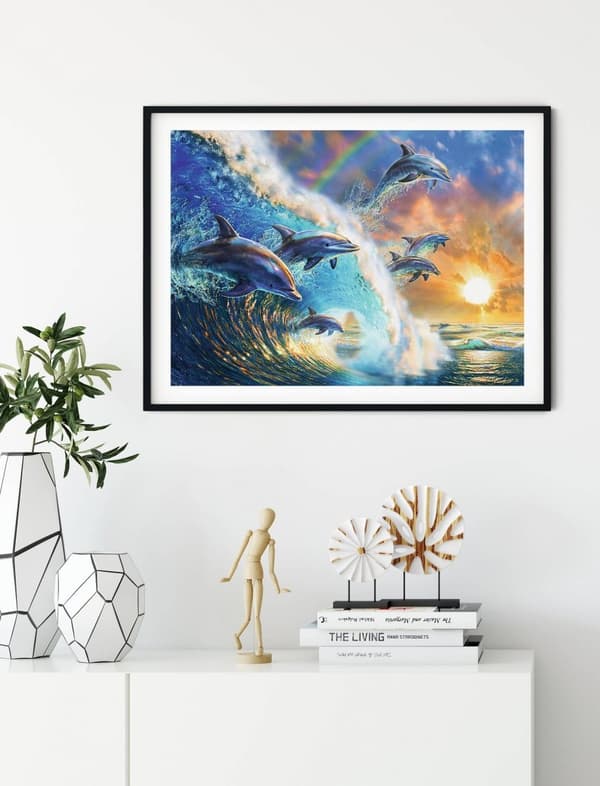 Diamantbroderi Glade delfiner 45x60 cm K