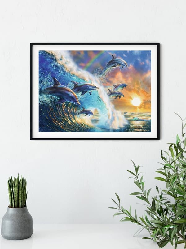 Diamantbroderi Glade delfiner 45x60 cm K