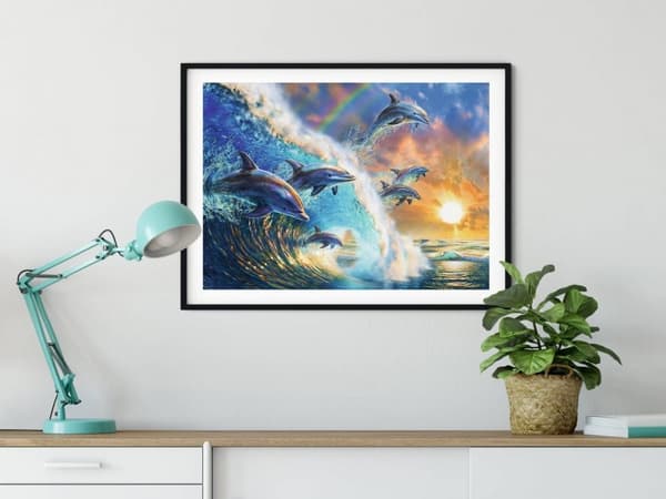 Diamantbroderi Glade delfiner 45x60 cm K