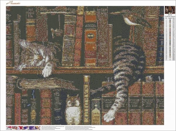 Diamantbroderi Katt Bibliotekarie 45x58 cm K