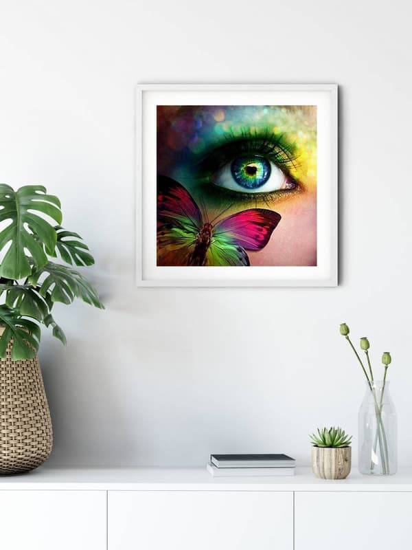 Diamantbroderi Øje og Sommerfugl 45x45 cm K