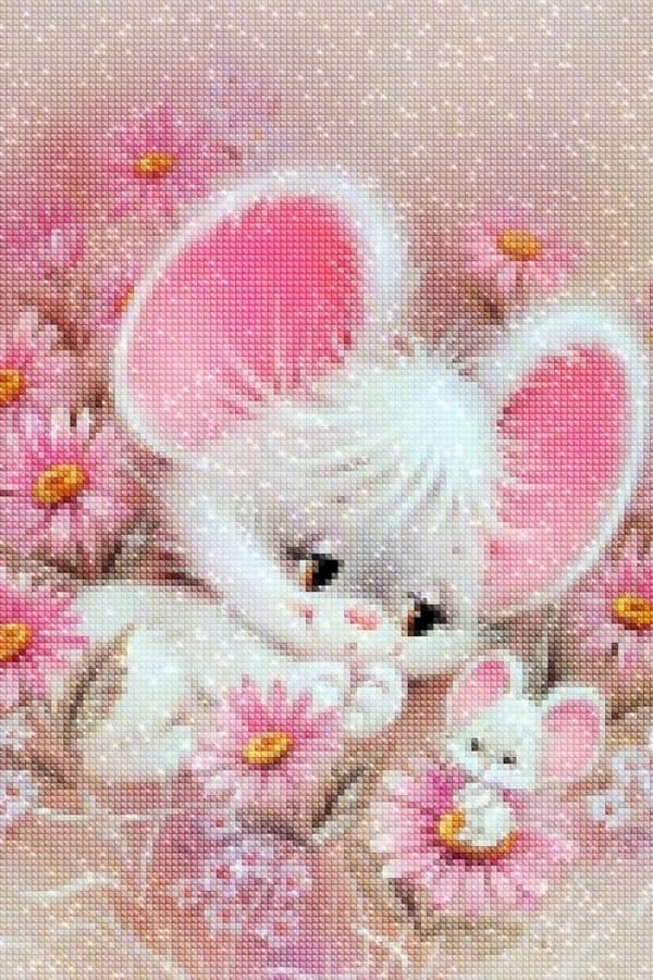 Diamantbroderi med museører 35x50 cm