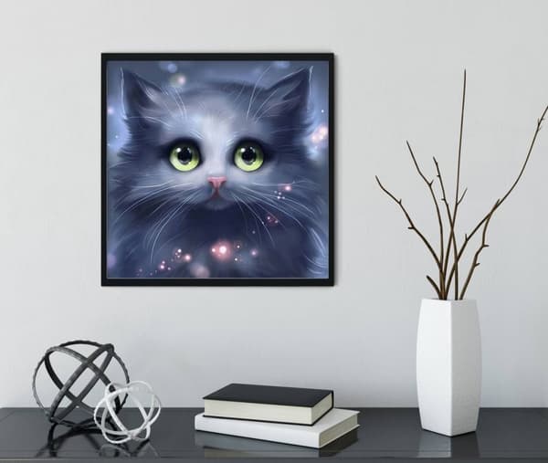 Diamantbroderi Kattöga 45x45 cm