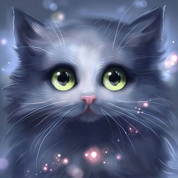 Diamantbroderi Kattöga 45x45 cm