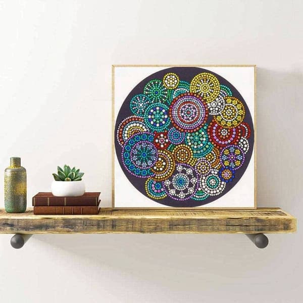 Diamantbroderi Farvede cirkler 30x30cm