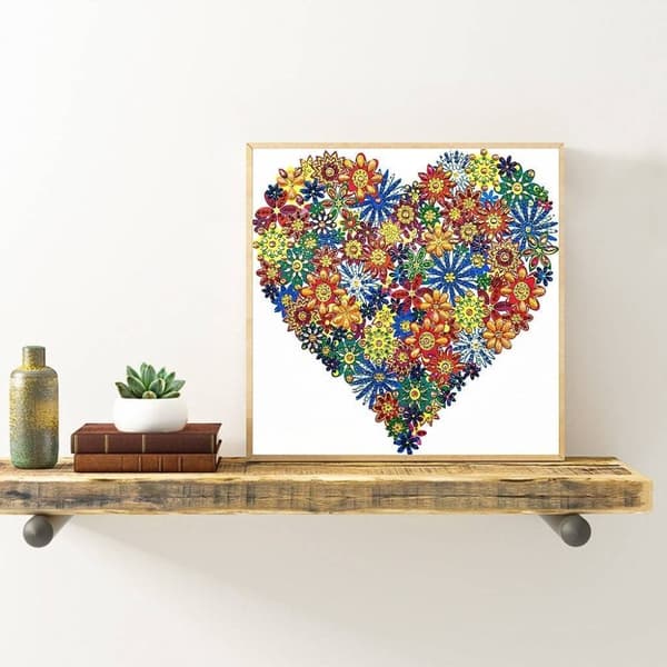 Diamantbroderi Hjerte af Glæde 30x30cm