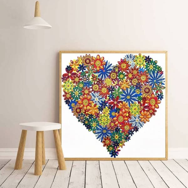 Diamantbroderi Hjerte af Glæde 30x30cm