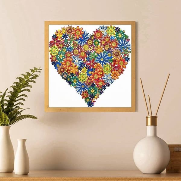 Diamantbroderi Hjerte af Glæde 30x30cm