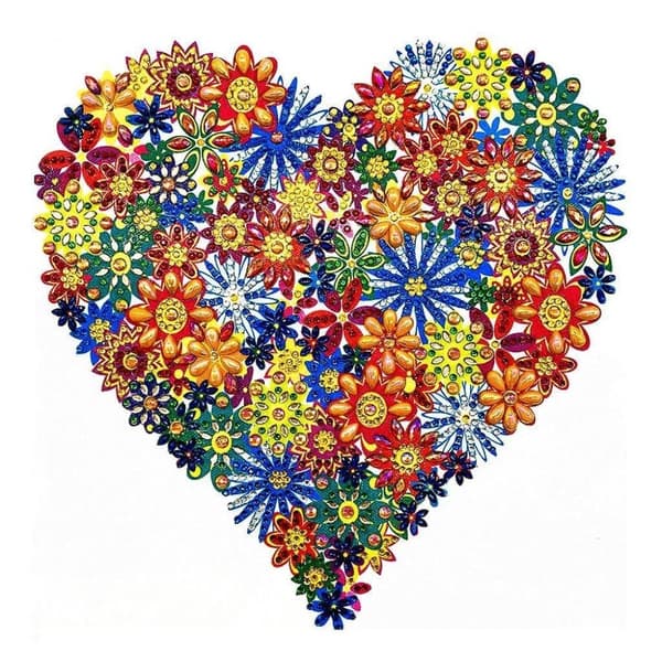 Diamantbroderi Hjerte af Glæde 30x30cm