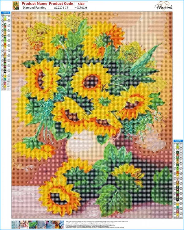 Diamantbroderi Solrosor 2 40x50
