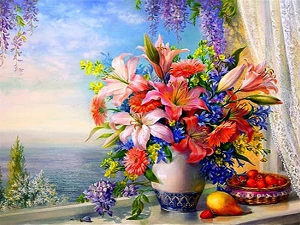 Timanttikirjonta Seaside Bouquet 50x40