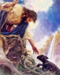 Miniatyrbillede 2 af 6: Diamantbroderi Jesus og Lam 45x55