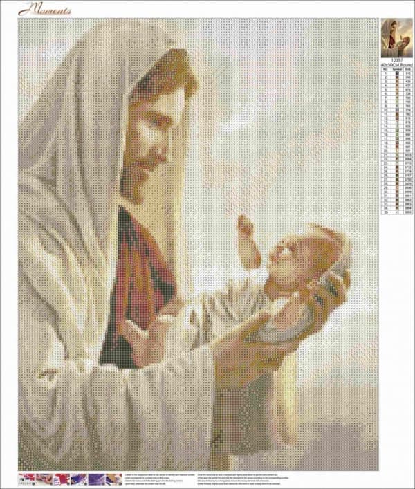 Diamantbroderi Jesus med Jesusbarnet 45x55