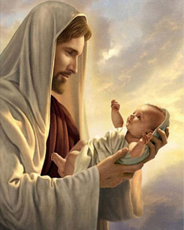 Diamantbroderi Jesus med Jesusbarnet 45x55