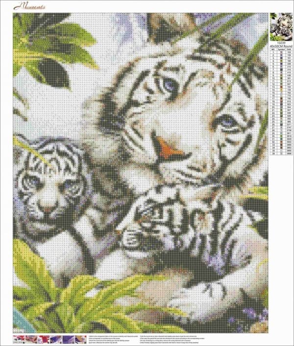 Diamantbroderi Tigerfamilie 45x55
