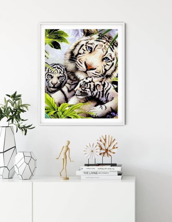 Diamantbroderi Tigerfamilie 45x55