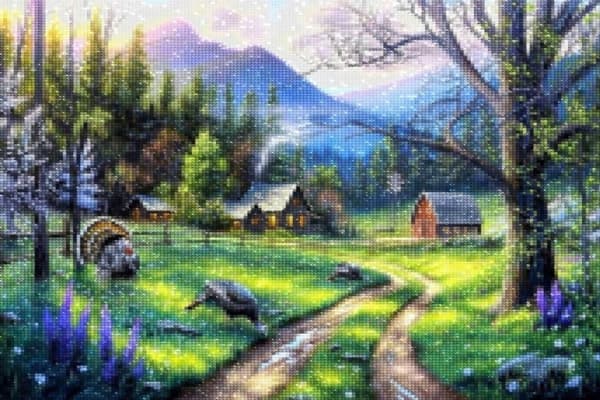 Diamantbroderi Solrig bjerglysning 65x45