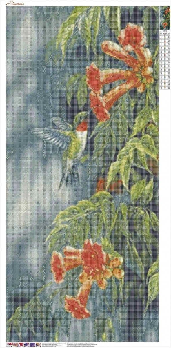 Diamantbroderi Vacker kolibri 55x115