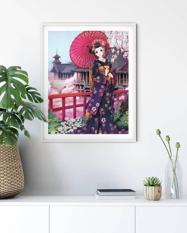 Diamantbroderi Japansk kvinna 2 45x55