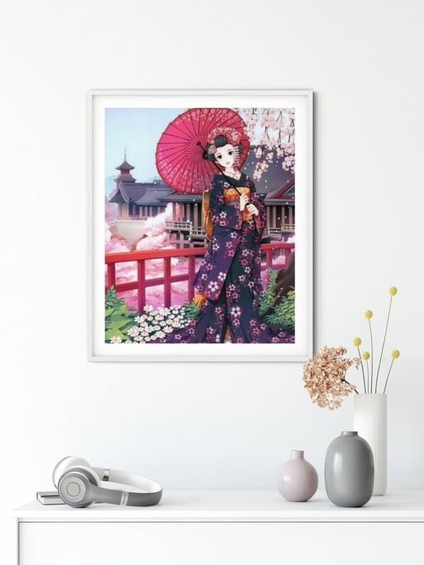 Diamantbroderi Japansk kvinna 2 45x55