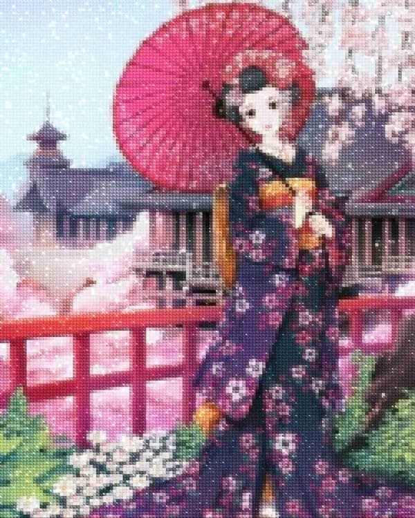 Diamantbroderi Japansk kvinna 2 45x55