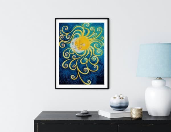 Timanttikirjonta Aurinko ja Kuu - Rakkaus 30x40 cm