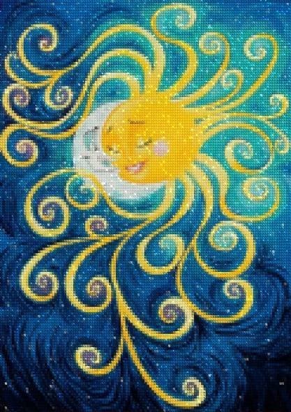 Timanttikirjonta Aurinko ja Kuu - Rakkaus 30x40 cm
