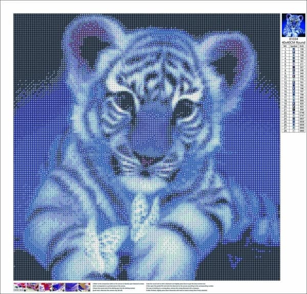 Diamantbroderi Söt Tiger 45x45 cm