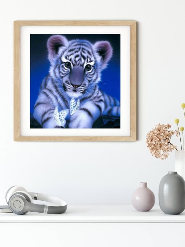 Diamantbroderi Söt Tiger 45x45 cm