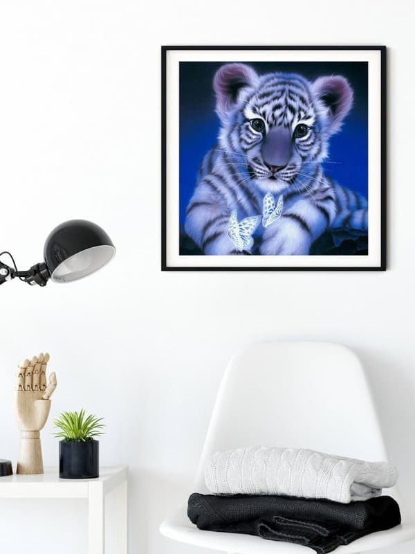 Diamantbroderi Söt Tiger 45x45 cm