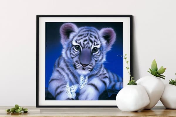 Diamantbroderi Söt Tiger 45x45 cm