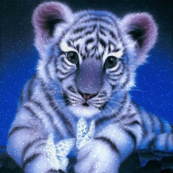 Diamantbroderi Söt Tiger 45x45 cm