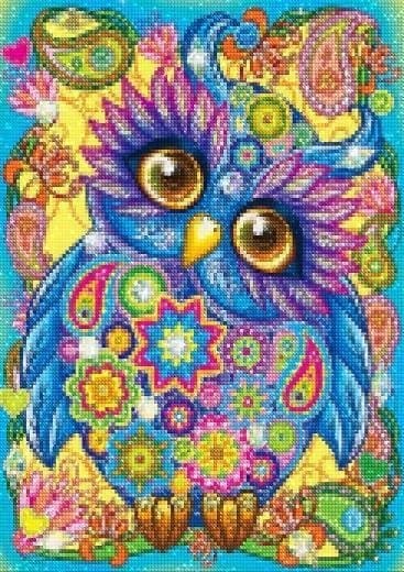 Diamantbroderi Fantastisk Ugle 30x40 cm