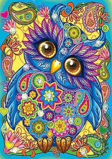 Diamantbroderi Fantastisk Ugle 30x40 cm