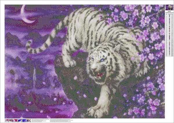 Diamantbroderi Tiger på klippa 55x75 cm