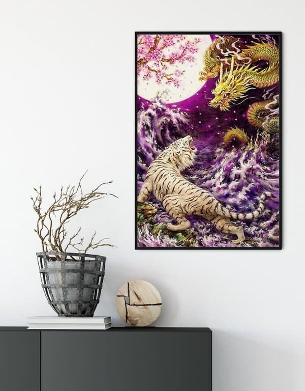 Timanttikirjonta Tiikeri ja Lohikäärme 55x75 cm