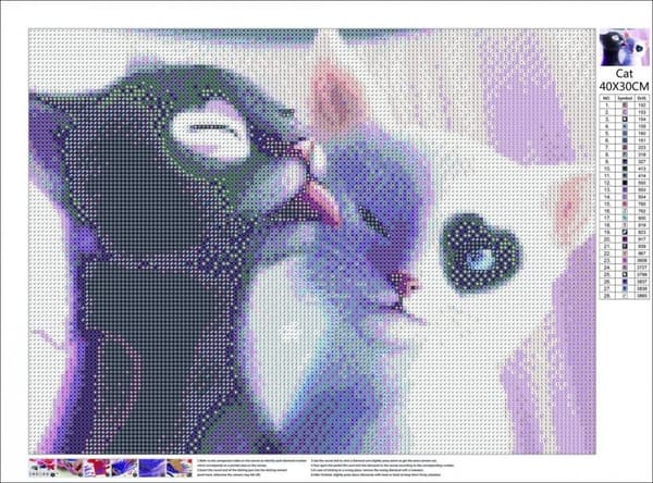 Diamantbroderi Katthjärta 35x45 cm