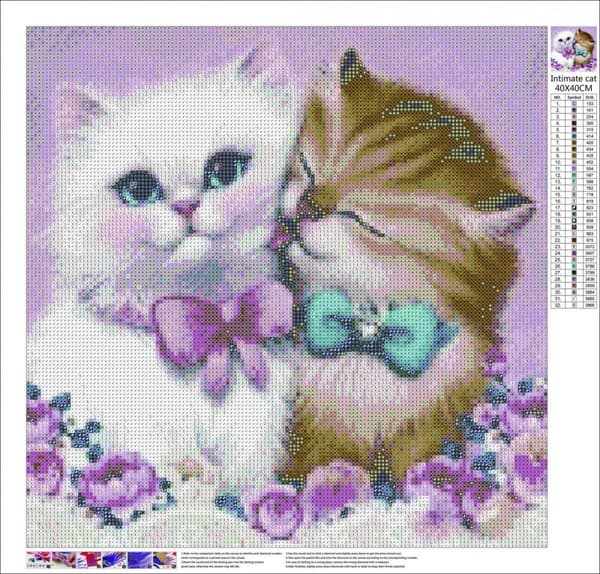 Diamantbroderi Søde Katte 45x45 cm