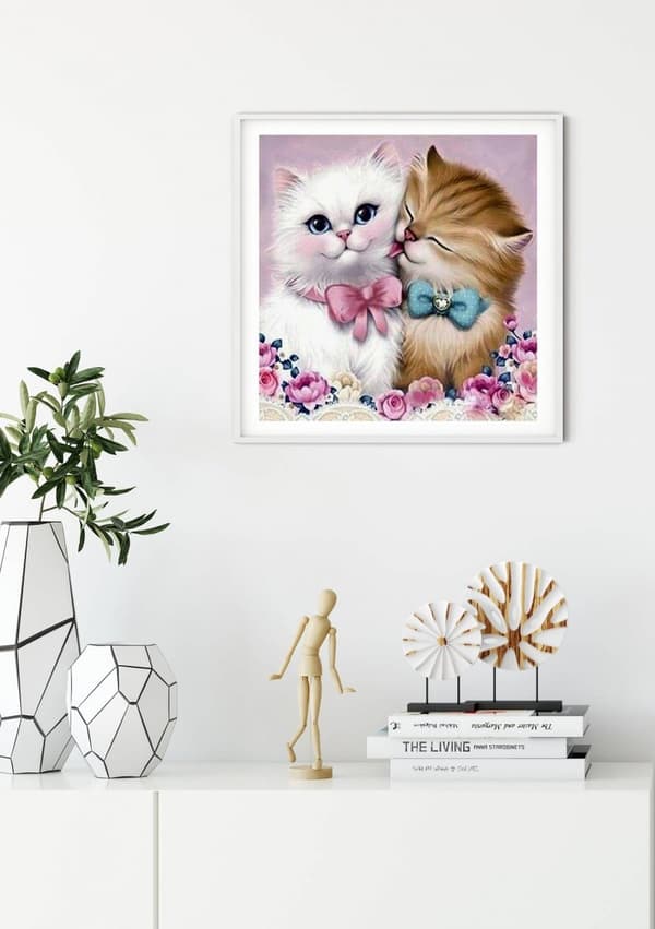 Diamantbroderi Søde Katte 45x45 cm