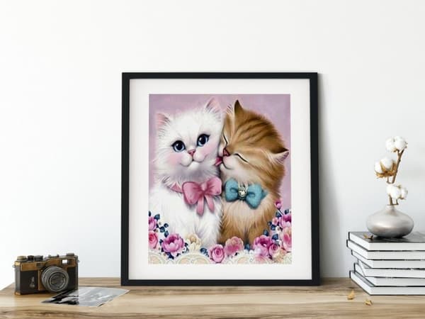 Diamantbroderi Søde Katte 45x45 cm