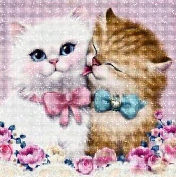 Diamantbroderi Søde Katte 45x45 cm