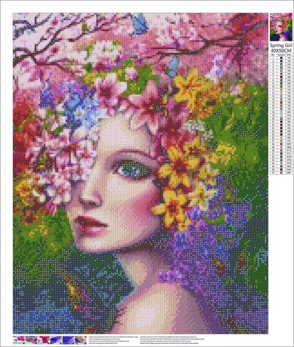 Diamantbroderi Vårkvinna 45x55 cm