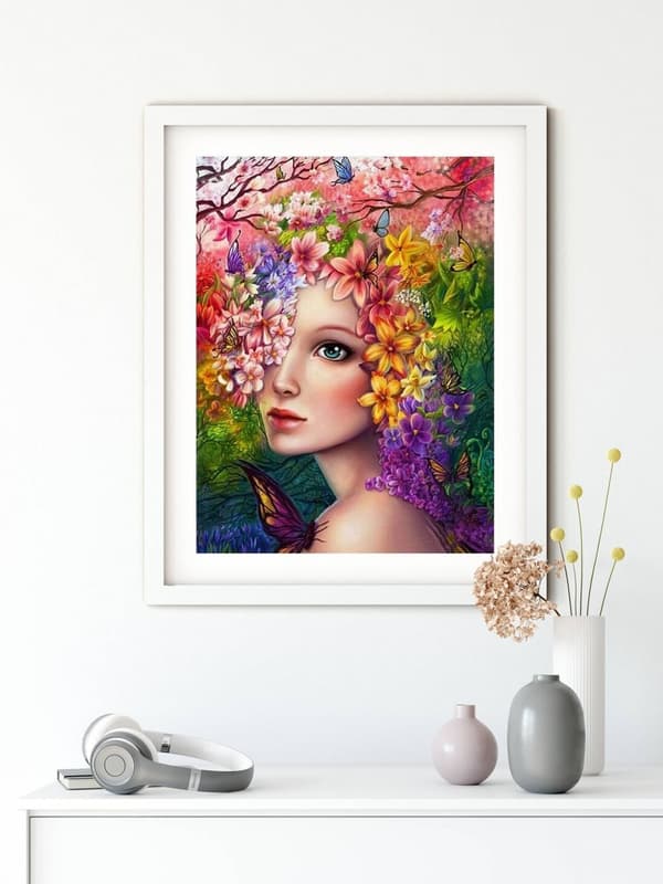 Diamantbroderi Vårkvinna 45x55 cm
